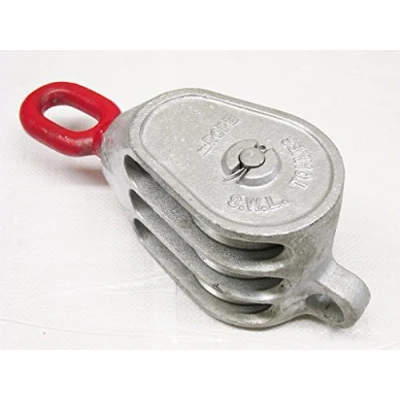 Image of Galvanised Treble Lifting Pulley Block 4&quot; (Triple Sheave Eye Wire Rope)