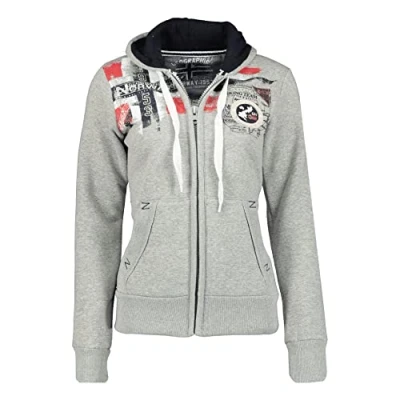 Image of Geographical Norway Fespote Lady Women&#039;s Zip Hoodie Pockets Sweatshirt Sweater Long Sleeve Warm Jacket Spring Summer Autumn Winter Season (Light grey XXL)