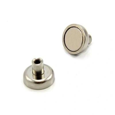 Image of N42 Neodymium Pot Magnet for DIY, Engineering, Manufacturing, Hanging and Holding Applications 16mm dia x 13mm tall M4 thread 9.7kg Pull Pack of 10