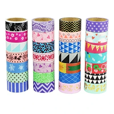 Image of UOOOM 10 Rolls Different Patterns Decorative Washi Tape Masking Adhesive Scrapbooking DIY Craft Gift (10 x Patterns)
