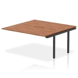 Image of Evolve Plus 1600mm B2B Bench Desk Ext Kit Walnut Top Black Frame