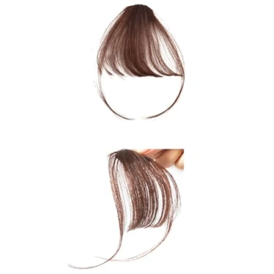 Image of Hair Clip in Bangs Wispy Human Hairpieces for Women Fringe Neat Faker with Temples Party and Daily Wear（Wispy Bangs,Dark Brown）