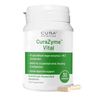 Image of CURA NUTRITION CuraZyme Vital (30 Capsules) for Sensitive Stomachs, Nutrient Supplements, Digestive Enzymes Supplement Blend, Gut Health Supplement, Easy Digest, Vegan, Dairy Free