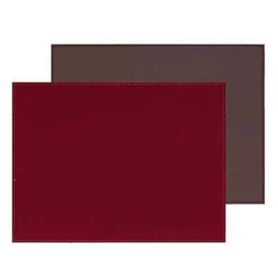 Image of FreeForm DUO Rectangular Anthracite Metallic/Burgundy Faux Leather Place Mat 40 x 30 cm One Size