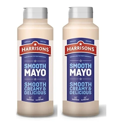 Image of Harrison Mayonnaise Pack of 2 Mayo Sauce Bottles 1 Liter Each Gluten Free with No Soya, Dairy and Artificial Color or Flavor Made in UK