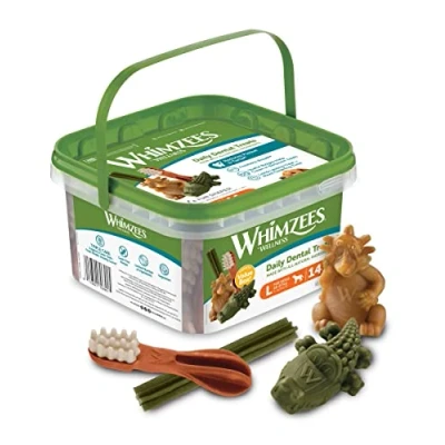 Image of WHIMZEES By Wellness Variety Box, Mixed Shapes, Natural and Grain Free Dog Chews, Dental Sticks for Large Breeds, 14 Pieces, Size L