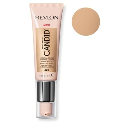 Image of Revlon PhotoReady Candid Natural Finish Foundation with Anti Pollution Antioxidant Blue Light Ingredients 22ml, 420 Sun Beige, 1 Count