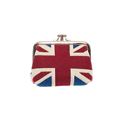 Image of Signare Tapestry Cute Exquisite Double Pocket Kiss Lock Coin Purse for Women with Union Jack British Design (Union Jack, FRMP UJ)