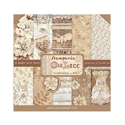Image of Stamperia International KFT Paper Pad 10 Sheets Double Sided Antique Tips, Multicoloured, 30.5 x (12&quot; 12&quot;)