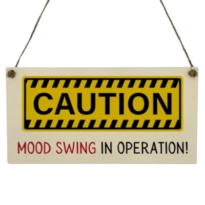 Image of Second Ave Funny Mood Swing in Operation Office Desk Wooden Hanging Rectangle Sign Plaque Secret Santa Gift