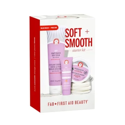 Image of First Aid Beauty Body Bestsellers Soft + Smooth Starter Kit 114g 28.3g 28pads