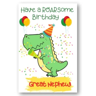Image of Second Ave Great Nephew Dinosaur Children&#039;s Kids Birthday Card For Him Greetings