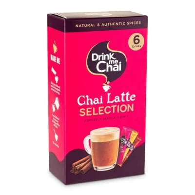 Image of Drink Me Chai Latte Sachets Selection (Pack of 1) Just Add Milk or Water 2x Spiced Latte, Vanilla Dirty Masala Powder Spice Blend
