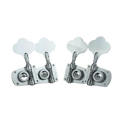 Image of Guyker Bass Machine Head (2R + 2L) 1:21 Ratio Gear Open Frame Tuners Tuning Key Pegs Replacement for Electric Jazz Guitar or Precision Instruments, Chrome