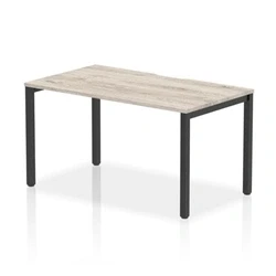 Image of Evolve Plus 1400mm Single Starter Bench Desk Grey Oak Top Black Frame