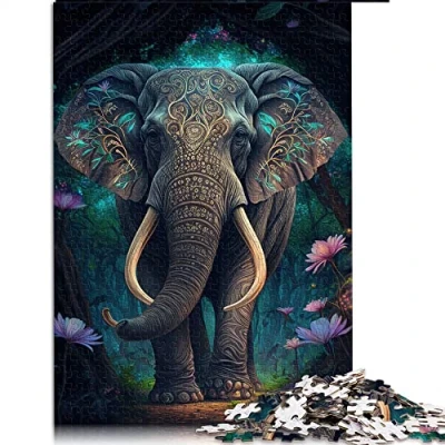 Image of 1000 Piece Jigsaw Puzzle for Adults Elephant colorful animal puzzles Cardboard Educational Game Challenge Toy （Size 26x38cm）