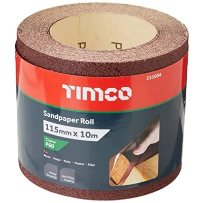 Image of TIMCO 60 Grit Sandpaper Roll Red 115mm x 10m