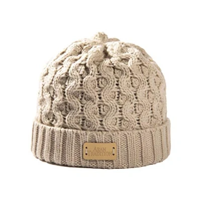 Image of Aran Traditions Ribbed Beanie Hat (Oatmeal)