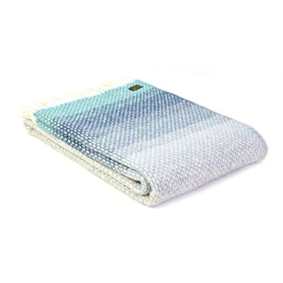 Image of Tweedmill Textiles Ombre Pure New Wool Blanket Throw Seaside Blue British Made