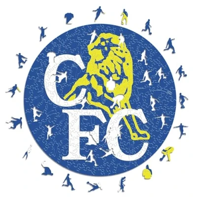 Image of Iconic Puzzles, 100% eco sustainable wooden puzzle with official license Chelsea Retro Logo, size L, 500 pieces
