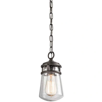 Image of Lyndon 1 Light Small Outdoor Ceiling Chain Lantern Architectural Bronze, E27