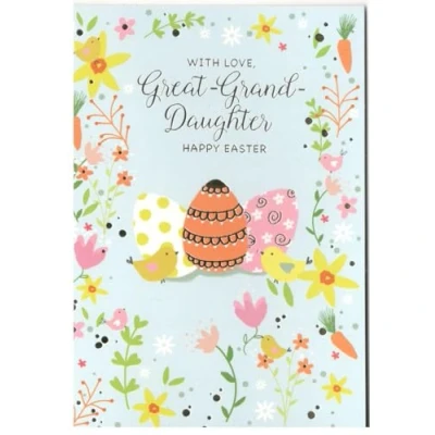 Image of Simon Elvin Easter Card For Great Granddaughter. Birds, Flowers &amp; Egg Design.