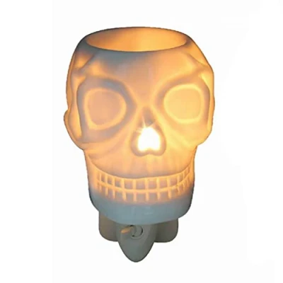 Image of Desire Aroma White Skull Ceramic Plug In Wax Melt Warmer