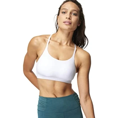 Image of Sweaty Betty Womens Foundation Seamless Padded Yoga Bra, White, S