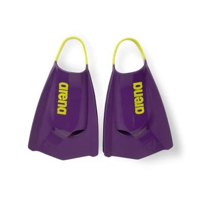 Image of Arena Unisex Adult Powerfin Pro II Swim Training Fins Men and Women Silicone Short Blade Flippers Left/Right Customized, Plum/Arctic Lime, Size 4.5 5.5