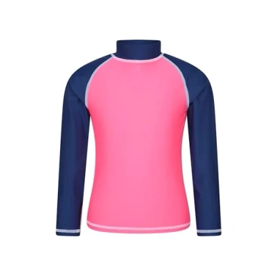 Image of Mountain Warehouse Kids Rash Vest UV Protection Guard, Long Sleeves Childrens Shirt, Flat Seams, Quick Drying, Stretch Fabric Ideal for Swimming, Dark Pink Size 3 4 Years