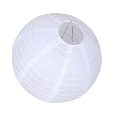Image of Hanli Pazar Round Paper Ribbed Lamp Shade Bamboo Style Lantern 30cm/ 12 inches 60 watts White