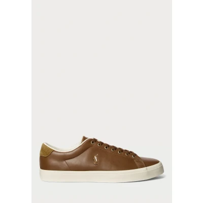 Image of Polo Ralph Lauren Longwood LACE Unisex Trainers, Size: 2, Tan Leather