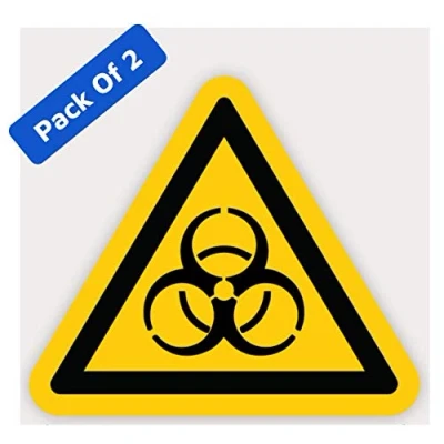 Image of Pack of 2 Bio Hazard Sign Stickers(150 x 150 mm) with waterproof #WN017A Stickers Limited