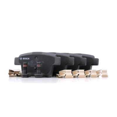 Image of 1356392, 1522073, 4S712M008AA Brake pad set BOSCH 0 986 494 076 Low Metallic with mounting manual, anti squeak plate, bolts/screws