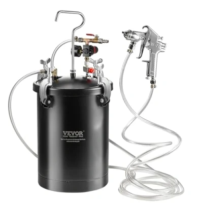 Image of VEVOR Spray Paint Pressure Pot, 15L/3.75gal Pot Tank, 60 psi Adjustale Pressure, Steel Tank with Gun, Hoses, Gauge, for Home Decor and Industry Painting