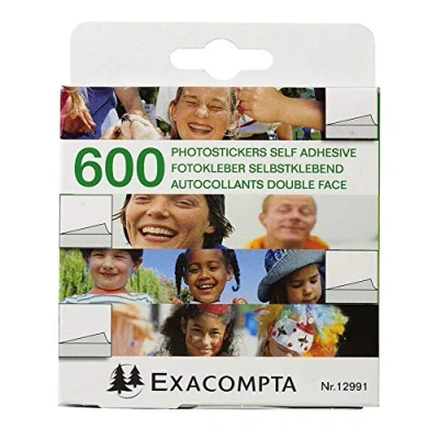 Image of Exacompta Ref 12991E Double Sided Photo Sticker (Box of 600) Easy to Attach &amp; Album, Self Adhesive, Dispensed from Box on a Reel, Pull Tear