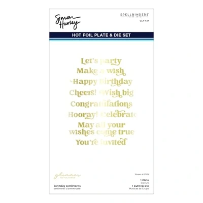 Image of Spellbinders Glimmer Hot Foil Plate &amp; Die by Simon Hurley Birthday Sentiments, Bash