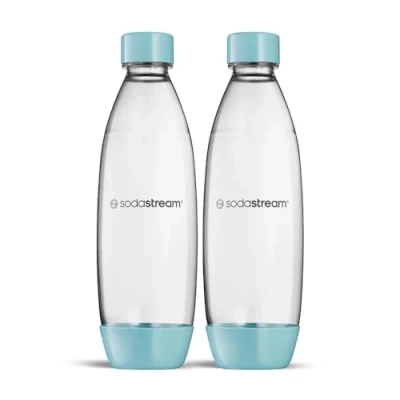 Image of Sodastream 2 x Dishwasher Safe Fuse Bottles for Carbonator DUO, E TERRA, ART, GAIA, Polyethylene Terephthalate (PET), Baby blue light, 1 litro