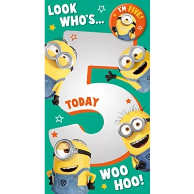 Image of Danilo Cards Age 5 Minions Card, Happy 5th Birthday Card,9 x