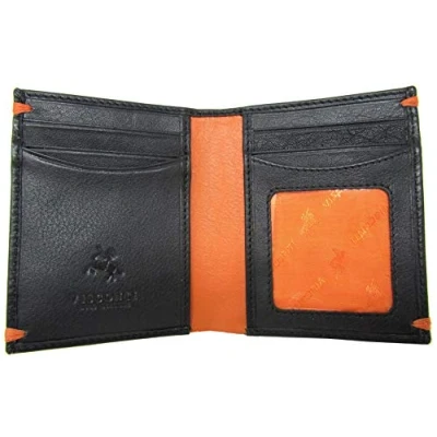 Image of Visconti Alpine Slim Soft Leather Wallet RFID Secure Gift Boxed AP60 (Black/Orange)