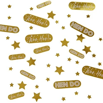 Image of Neviti 776162 Woo Hoo Hen Do Table Scatter Confetti, Gold, 5 x 0.1
