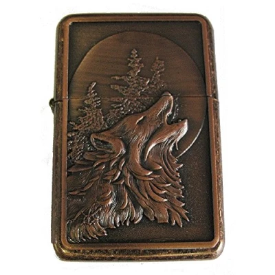 Image of Lucy G WOLF DESIGN 1 PETROL LIGHTER IN GIFT TIN (ANTIQUE COPPER)