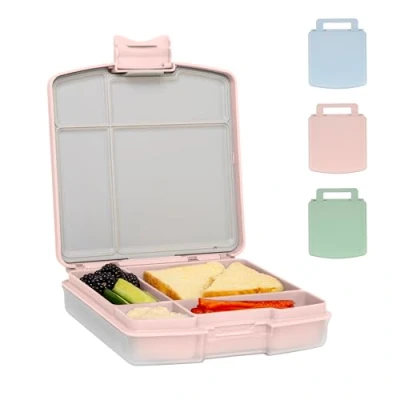 Image of Ubbi Bento Box for Kids, BPA Free, Leakproof, Dishwasher Safe, Food Safe Material, Toddler and Kids Travel Lunch Containers, 4 Compartments, Blush Pink