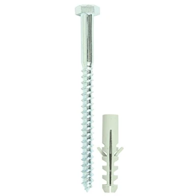 Image of 5x TIMCO Coach Screws &amp; Nylon Plugs Zinc 0680CSCNB Pack of 30