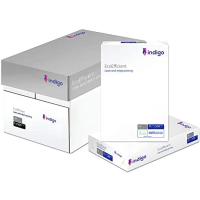 Image of Indigo® A4 Eco Efficient Paper 80gsm Printing Printer Copier (5 Reams (1 Box))