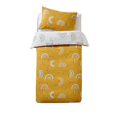 Image of little furn. Rainbow Tribe Duvet Cover and Pillowcase Set, Mustard, Double