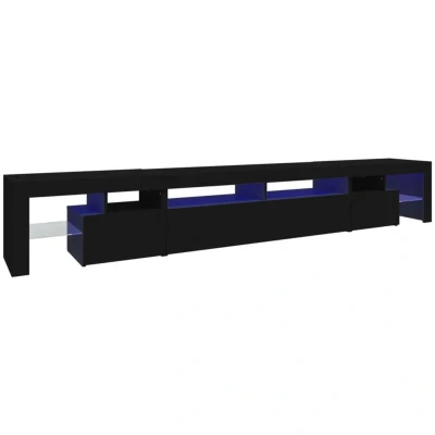 Image of vidaXL TV Cabinet with LED Lights Media Furniture Entertainment Centre Unit HiFi Sideboard Console Black 260x36.5x40 cm
