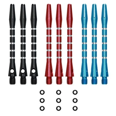 Image of kwmobile Dart Shafts Includes 3 of Each Color 2BA Aluminum Shaft Pack with Rubber O Rings Medium 48mm 2&quot;