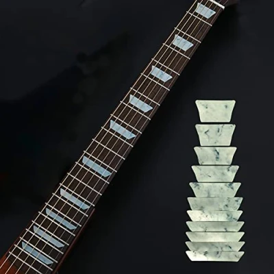 Image of Alnicov Guitar Fretboard Markers Inlay Sticker,DIY Sticker for or Bass,White Pearl Trapezoid