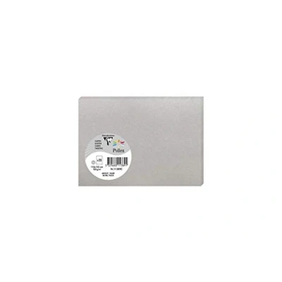 Image of Clairefontaine Ref 11389C Pollen Iridescent Card (Pack of 25 Sheets) 110 x 155mm Sized, 210gsm Grained Card, Acid Free, Inkjet &amp; Laser Printer Compatible Silver